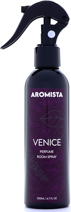 AROMISTA Venice Vanilla Jasmine Tangerine Room Spray 6.7 Fl Oz Car Air Freshener Perfume Fabric and Linen Mist Luxury Fragrance Spray Home Scent