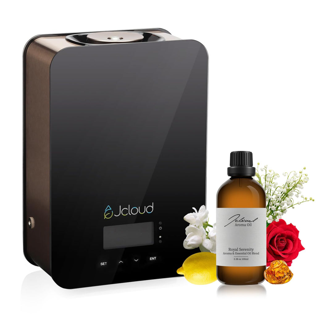 JCLOUD Smart Scent Air Machine for Home with Royal Serenity Inspired by Luxury Hotel Essential Oils 100ML, HVAC Scent Diffuser Cover Up to 2000 Sq. Ft with Cold Air Technology for Large Room