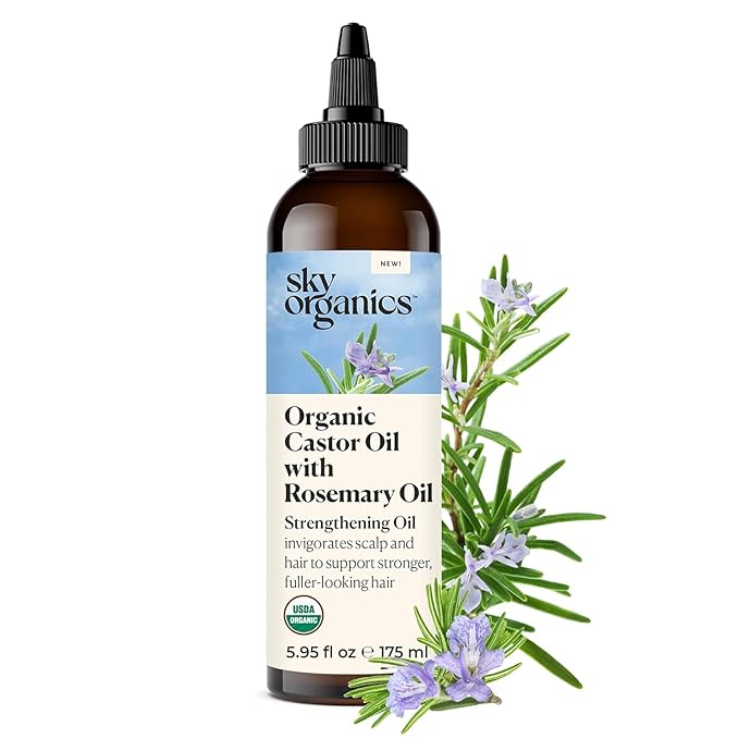 Sky Organics Organic Castor Oil with Rosemary Oil, Pure & Hexane-Free