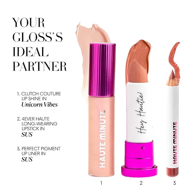 Haute Minute Makeup Mini Clutch Couture Lip Shine Gloss, Non-Sticky Lip Gloss, Vegan & Cruelty-free, High Shine Finish & Moisturizing - Unicorn Vibes