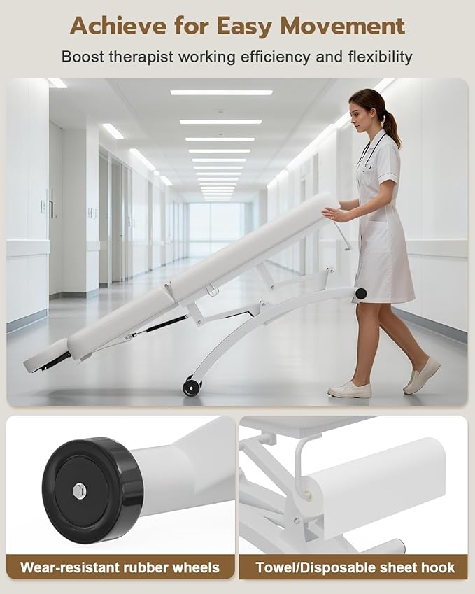 Paddie 550lbs Hi-Lo Electric Massage Table Professional, White