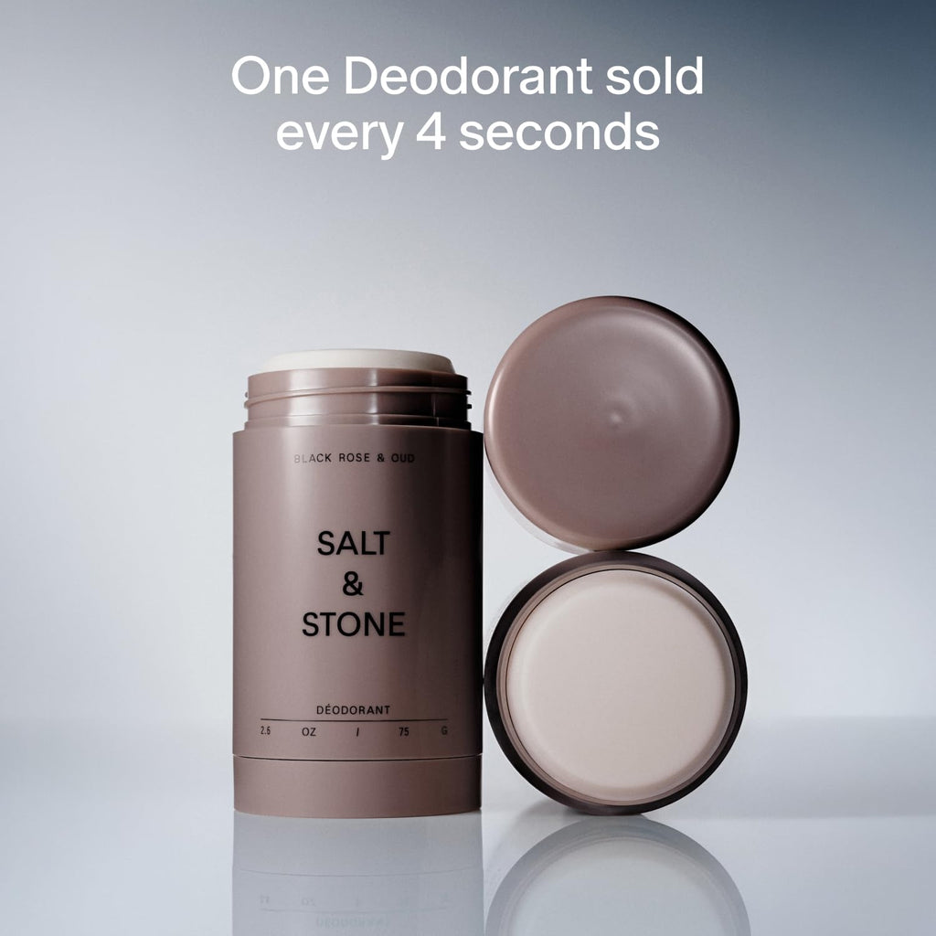Salt & Stone Aluminum-Free Deodorant, Women & Men Black Rose & Oud 2.6 oz