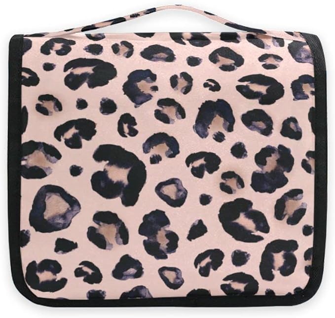 senya Hanging Travel Toiletry Bag Kit Makeup Case Cosmetics Organizer for Men Women (Leopard)