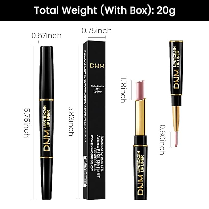 HHLTOH 2-in-1 Brown Lip Liner & Lipstick Set Kit for Women, Metallic Lips Kit with Lip Liner Lip Stains Long Lasting Waterproof 24 Hour Lipstick and Lip Liners Combo Lipliners Pencil Set 18