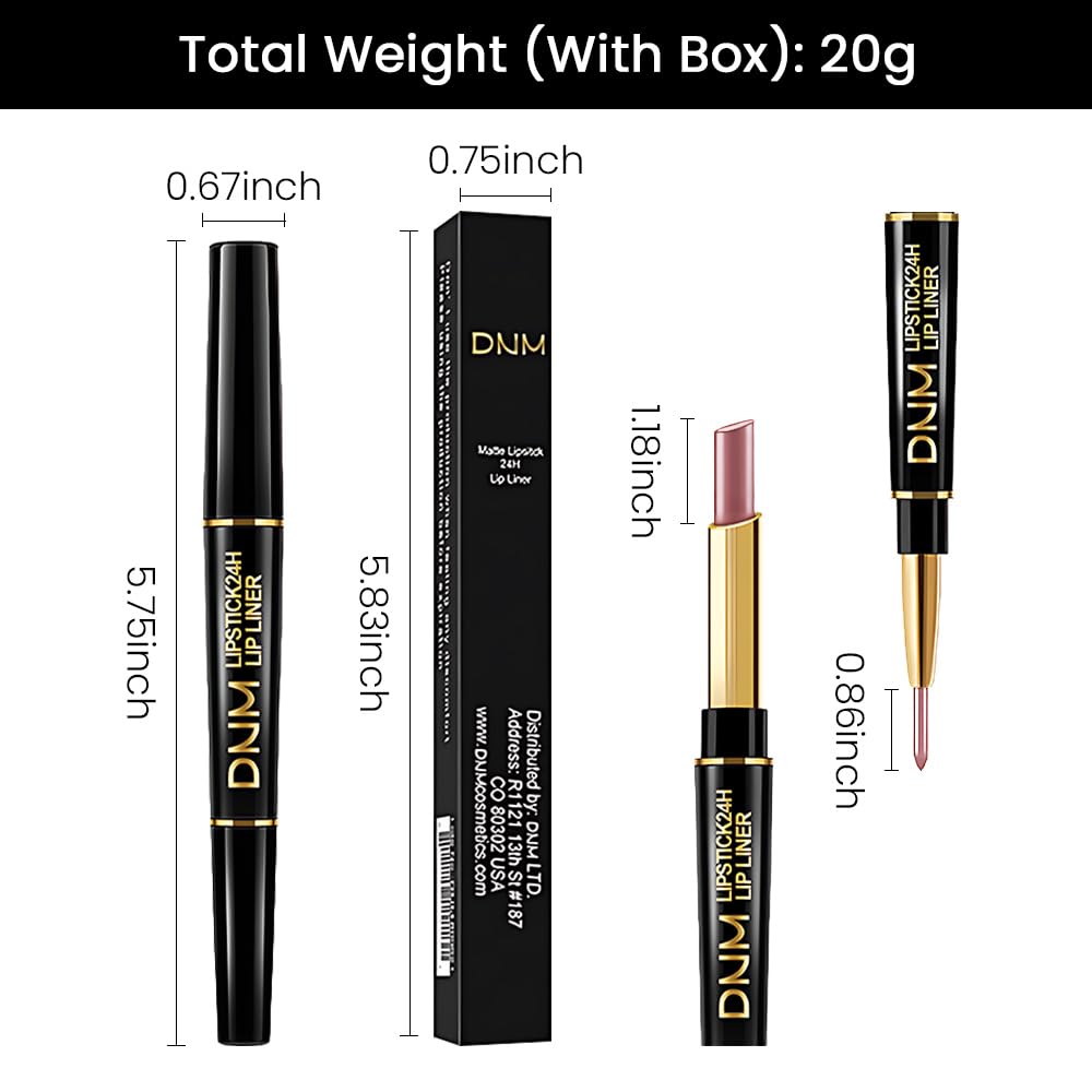 HHLTOH 2-in-1 Brown Lip Liner & Lipstick Set Kit for Women, Metallic Lips Kit with Lip Liner Lip Stains Long Lasting Waterproof 24 Hour Lipstick and Lip Liners Combo Lipliners Pencil Set 18