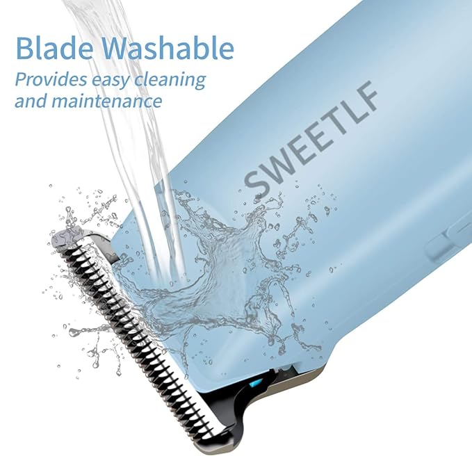 SWEETLF Hair Clippers, Silent Cordless Hair Trimmer, Mini Hair Cutting Kit with 3 Guide Combs, Portable & USB Rechargeable Haircut Clippers for Men Women Kids (Blue)