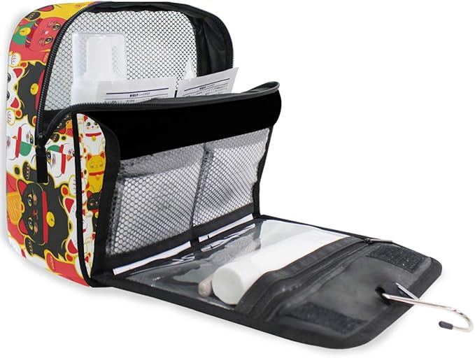 senya Hanging Travel Toiletry Bag Kit Makeup Case Cosmetics Organizer for Men Women (Maneki-Neko Cat)