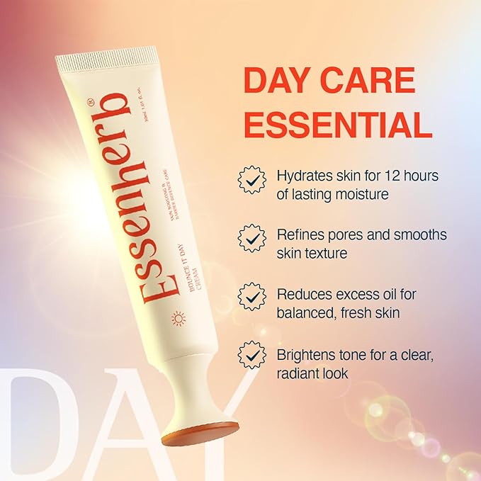 ESSENHERB Day to Night Routine Program – Bounce It Day Cream & Float It Night Cream | Soybean Extract, Retinol & Ceramide for Glass Skin | Korean Skincare Set (1.01 fl oz EA)
