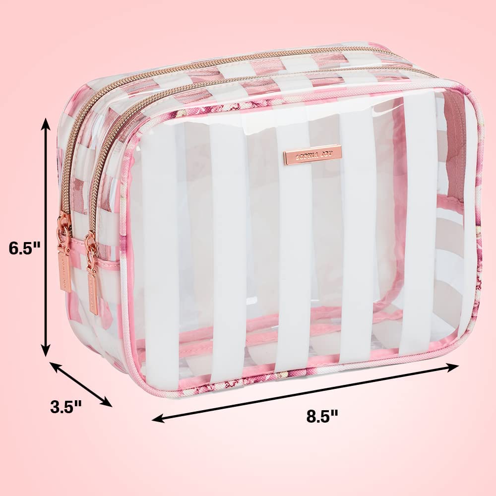 Conair Makeup Bag - Travel Toiletry Bag - Cosmetic Bag - Toiletry Bag for Women - Double Zip Organizer - Pink Floral Print