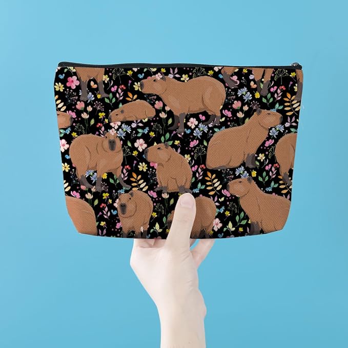 Azteoiz Cute Capybara Makeup Bag Cosmetic Bag for Women Animal Lover