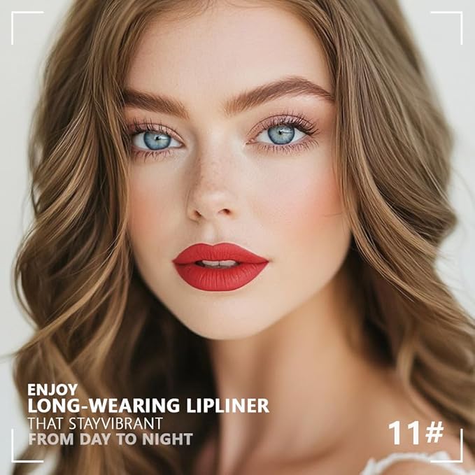 FeiCuiYun Matte Calligraphy Liquid Lip Liner Lipstick Pencil, Red Long-Lasting Transfer-Proof Lip Stain, Lightweight Lipstick, Sheer Buildable Color, Fades to a Natural Wash of Colors