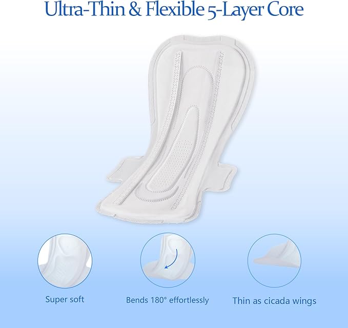 MODAL Silk-Ultra Thin Sanitary Pads, Real Mulberry Silk, Overnight, 5 Count