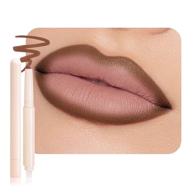 QIDSTERS Plump Matte Crayon Lip Liner Pencil, Maroon Lipstick Lip Liners for Women, 24 Hour Long-Lasting Lip Gloss Makeup, With Silicone Smudger for Define Contours & Sculpting Lip, 05