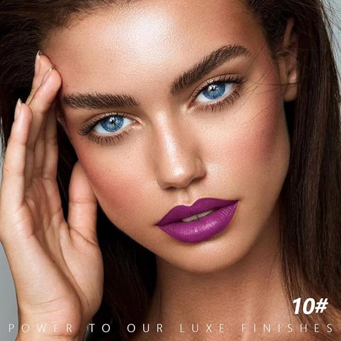 IATMOMOD Plum Purple Cream Matte Lipstick Stick 10#, Longwear Full Coverage Velvet Lip Color, Waterproof Multi-Use Lip & Cheek Makeup for Party & Daily Wear, Labial con color mate para uso diario
