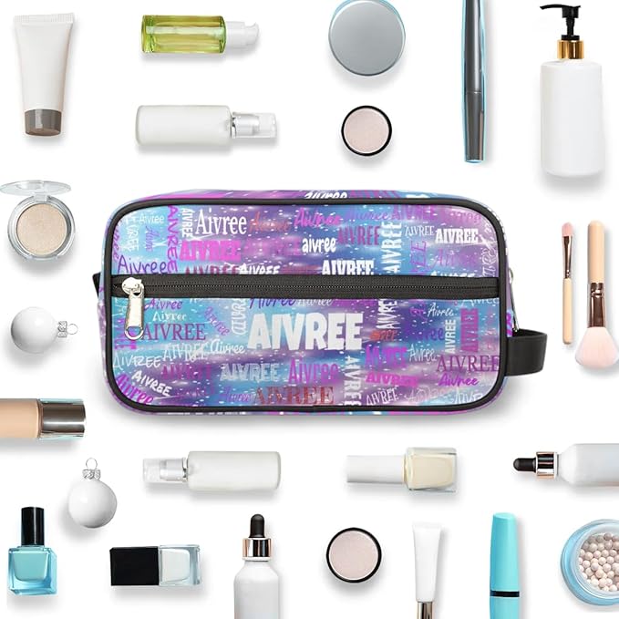 Custom Name Purple Blue Galaxy Organizer Case Toiletries Container Bag