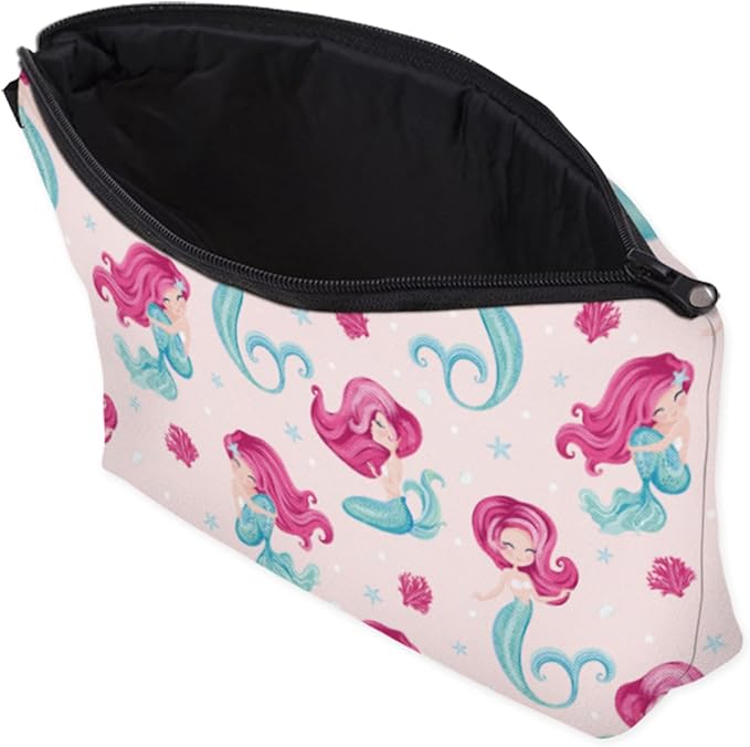 Aiphamy Cute Travel Makeup Bag Cosmetic Bag Small Pouch Gift for Women (Pink Mermaid)