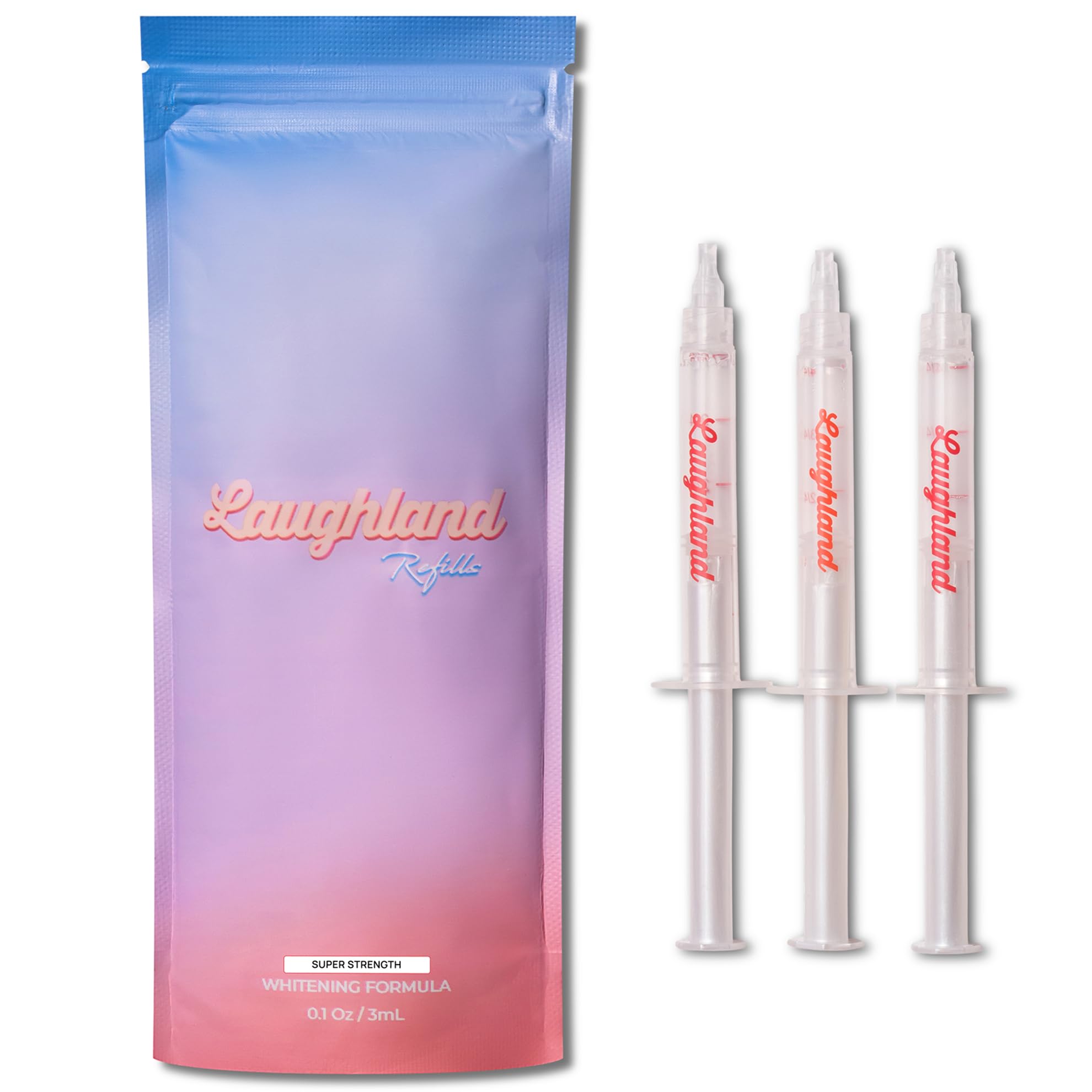 Laughland Super Strength Teeth Whitening Gel 3 Pack, Tooth Whitener, 11% Hydrogen Peroxide, Glycerin, Aloe Vera & Mint, At Home Dental Care, Travel Friendly, 6 Treatments