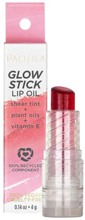 Pacifica Glow Stick Lip Oil Rosy Glow Sheer Rose Hydrating Lip Tint Balm, Moisturizing Glossy Oil for Dry Lips, Vitamin E Enriched, Non-Sticky Natural Shine, Vegan & Cruelty-Free Clean Beauty.14 oz