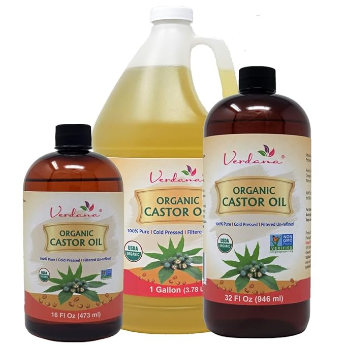 Verdana Organic Castor Oil, Cold Pressed & Hexane Free – For Hair & Scalp Care, Eyelashes, Eyebrows & Skin Moisturizing – USDA Certified, Pure & Natural – 16 fl oz