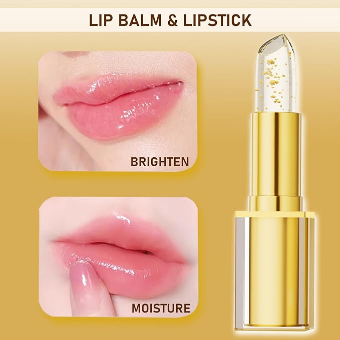 MOLAKS Transferproof Color Changing Lipstick with Gold Foil & 24H Moisturizing Glossy Shine – PH Reactive Long Lasting Mood Lipstick for Women, Deep Nourishment Lip Balm, Non-Fading Lip Gloss (1Pcs)