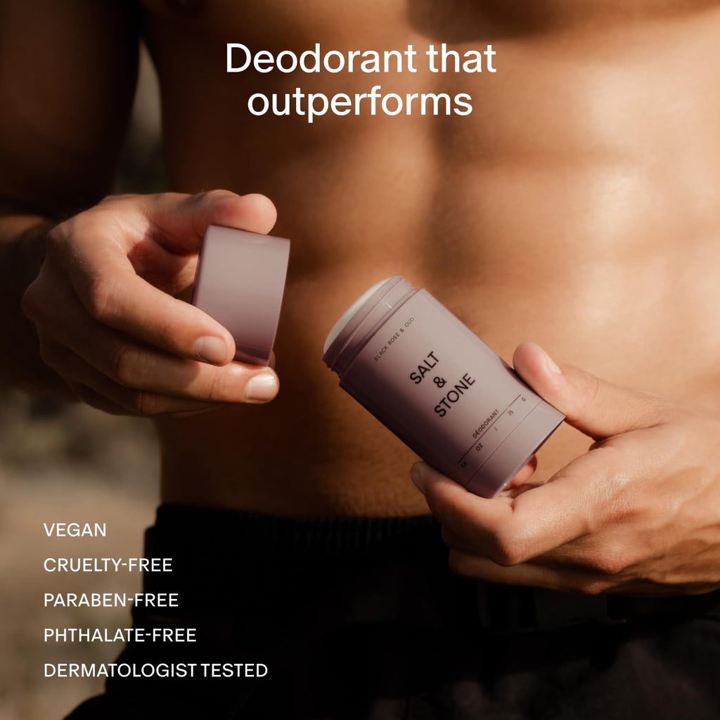 Salt & Stone Aluminum-Free Deodorant, Women & Men Black Rose & Oud 2.6 oz