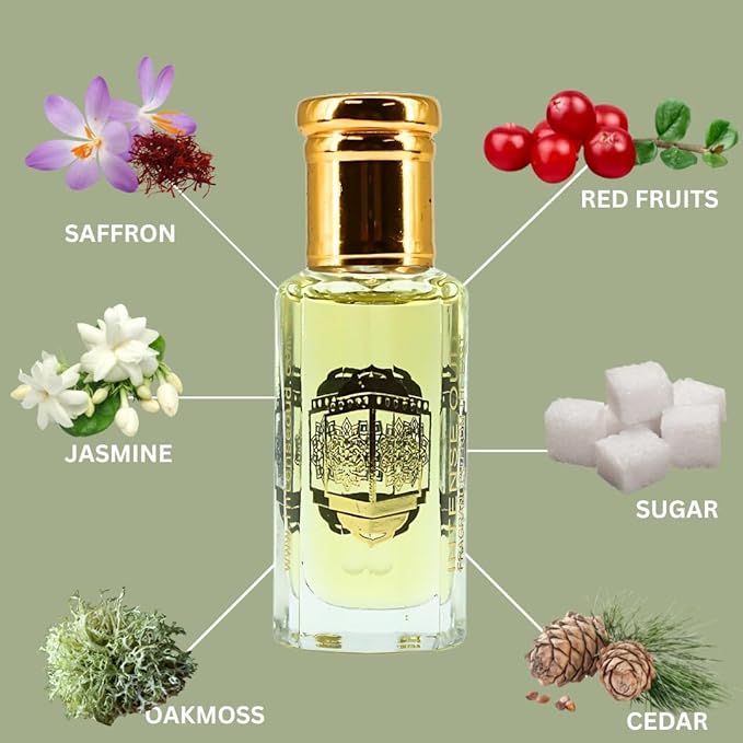 INTENSE OUD Rouje Long Lasting Arabian Perfume Oils for Women 12ML (0.40 OZ) Fragrance Oil with Red Fruits, Saffron & Woody Notes - Luxury Concentrated Perfume Oil & Valentines Day Gift With Black Box