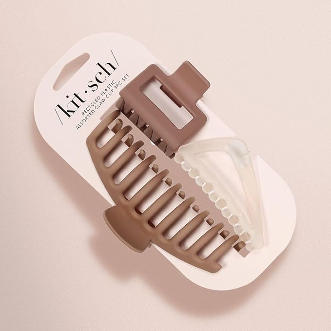 Kitsch Large Assorted Hair Clips for Women, Medium Open Shape Hair Claw Clips for Thick Hair, Small Open Shape Hair Clip & Big Claw Clip for Teen Girls, 3 pcs