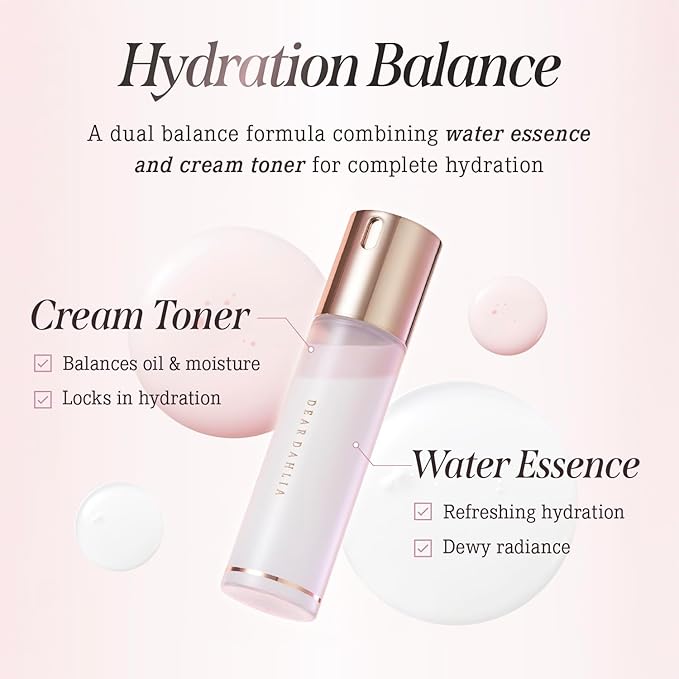 DEARDAHLIA Endless Skin Cream Mist, Dual-Layer Hydrating Face Mist, Glass Skin Glow, Toner & Essence Spray, Oil-Water Balance Care, Before & After Makeup, Vegan Korean Skincare. 3.38 fl oz