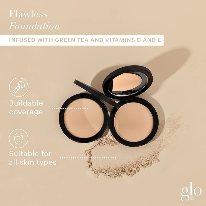 Glo Skin Beauty Pressed Base Powder Foundation, Honey Medium – Buildable Sheer to Full Coverage, Long Wear Face Powder Compact, Pressed Powder Makeup for Smooth, Semi-Matte Finish