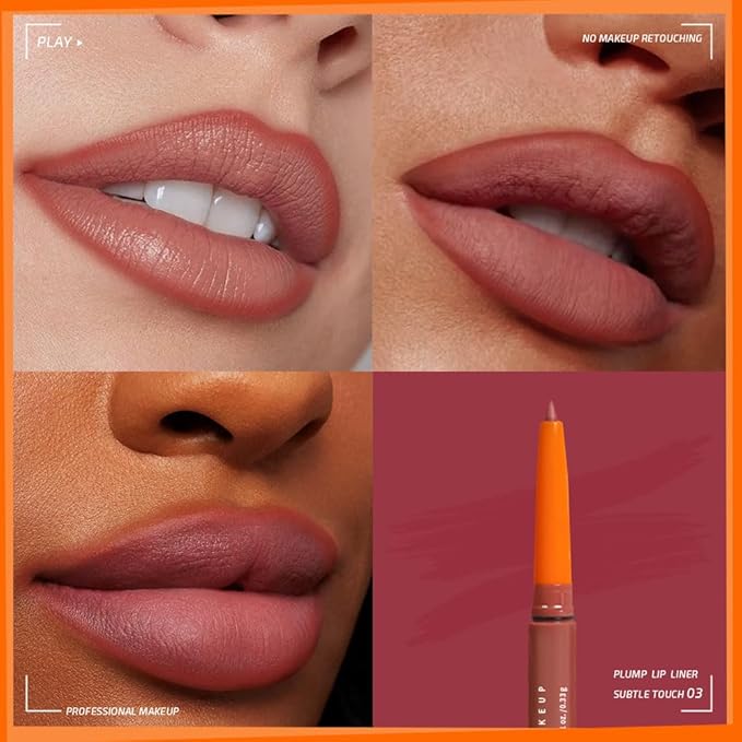 KXmzeG Matte Lip Liner Pencil for Shaping Lips, Retractable Creamy Brown Crayon LipLiner Pencil, Long Lasting Waterproof Lipstick Lip Liner Makeup, Vegan Beauty 03#