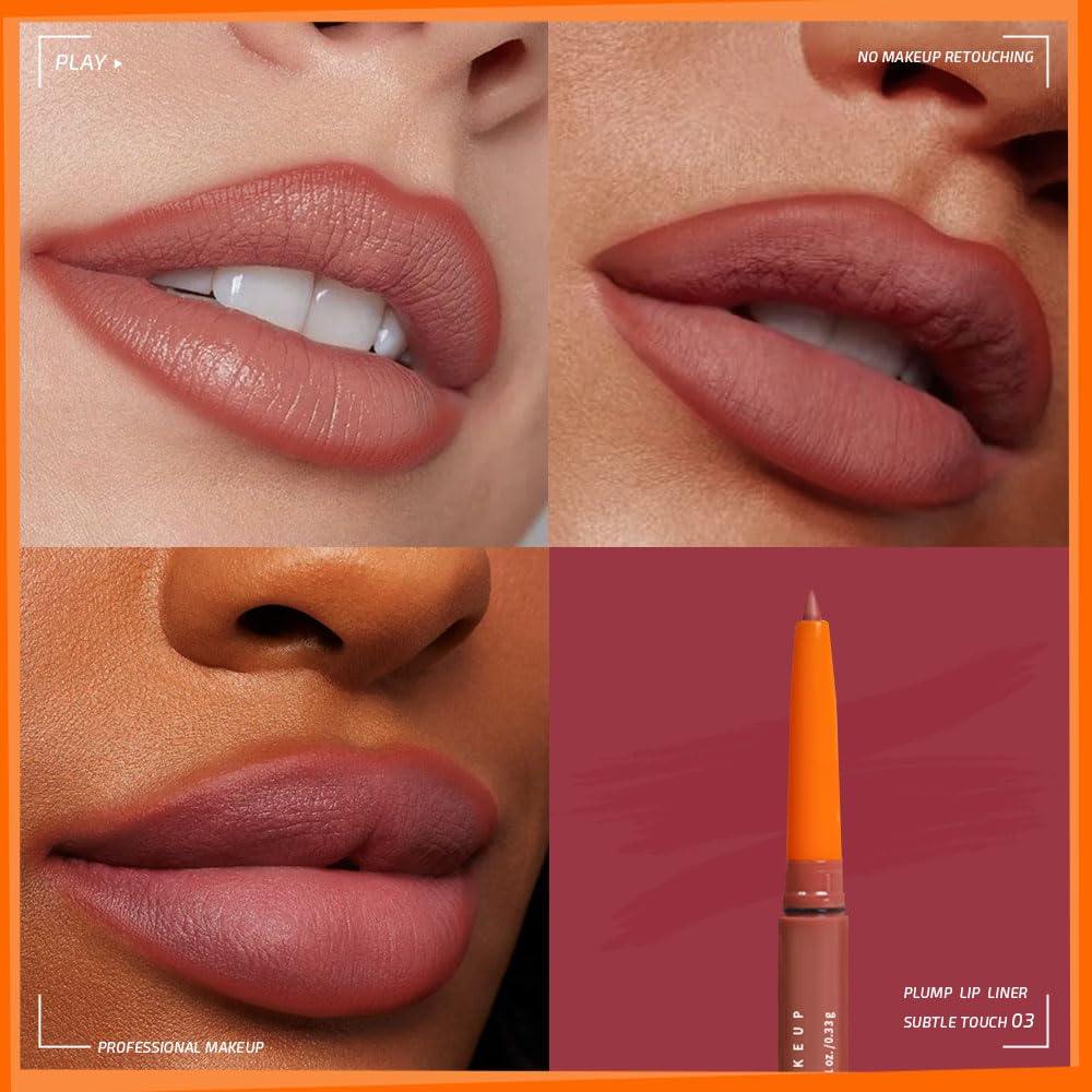 KXmzeG Matte Lip Liner Pencil for Shaping Lips, Retractable Creamy Brown Crayon LipLiner Pencil, Long Lasting Waterproof Lipstick Lip Liner Makeup, Vegan Beauty 03#