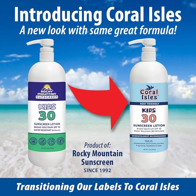 Coral Isles SPF 30 Sunscreen Lotion Reef Compliant Broad Spectrum 32 Fl Oz