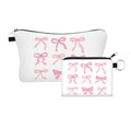Bow Makeup Bag Set for Women, Cute Travel Cosmetic Pouch Toiletry Organizer with Zipper, Aesthetic Makeup Bags for Purse, Gifts for Girls Teens Bridesmaids