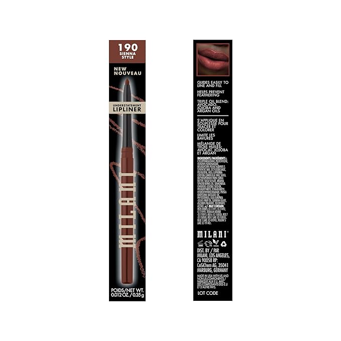 Milani Understatement Lipliner Pencil - Highly Pigmented Retractable Soft Lip Liner Pencil, Easy to Use Lip Makeup - Sienna Style