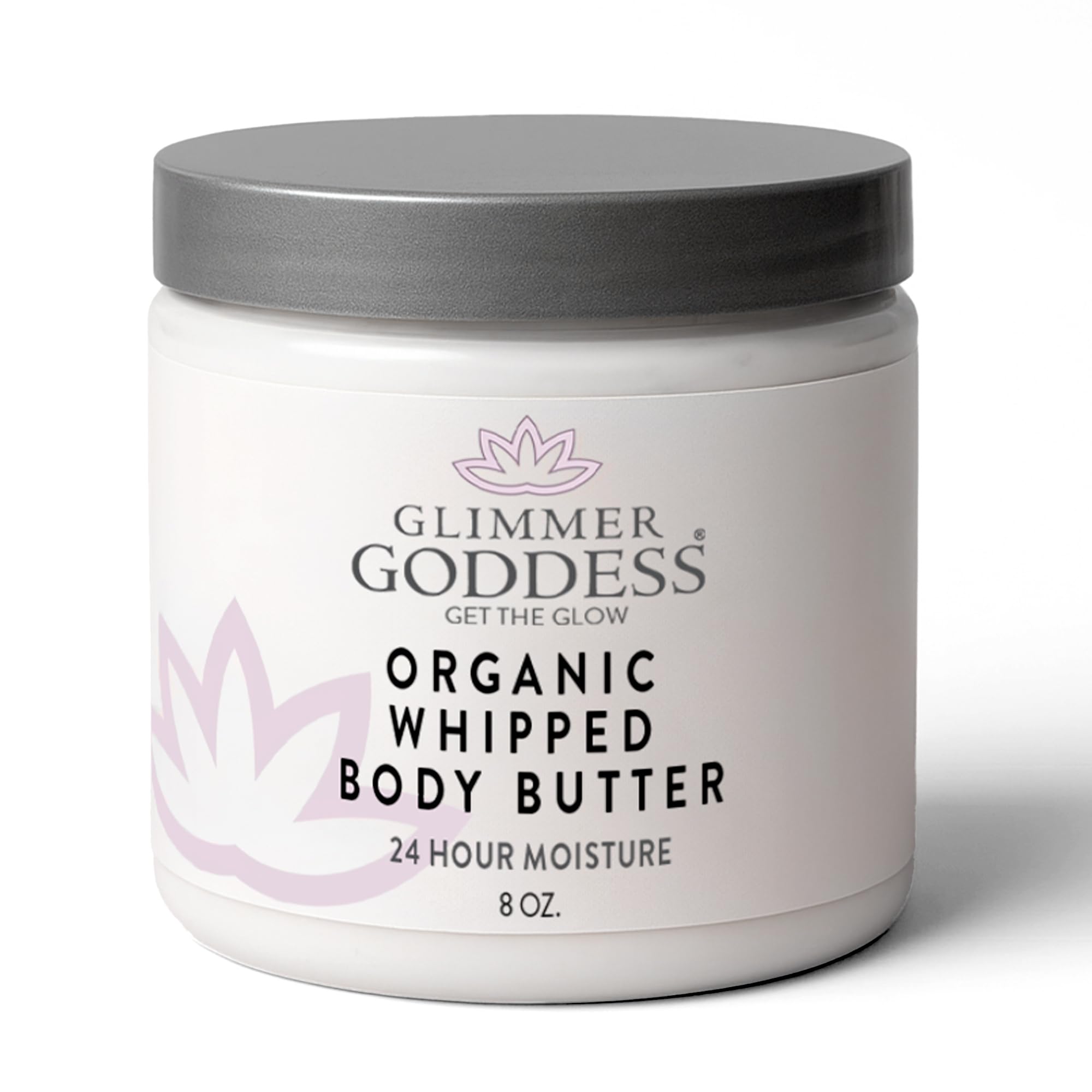 GLIMMER GODDESS Organic Whipped Body Butter for Women - Moisturizer Cream with Shea & Cocoa Butter, Almonds & Coconut Oil - Jasmine, 8oz