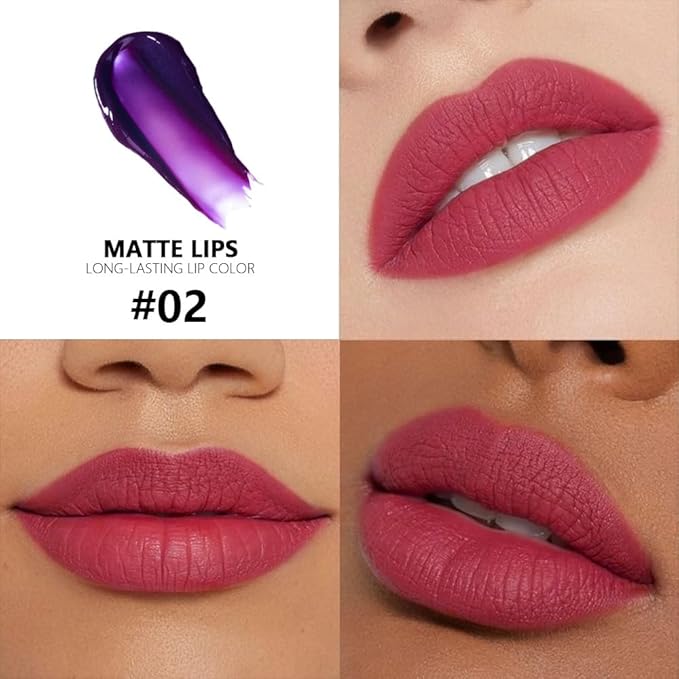 evpct Mauve Red Peel Off Lip Stain Tints, Matte Liquid Lipstick Lip Stain Long Lasting Waterproof for Women, Non-stick Cup Lipstick Peel Off Highly Pigmented Not Faded Smudge-proof Easy to Apply, 02#