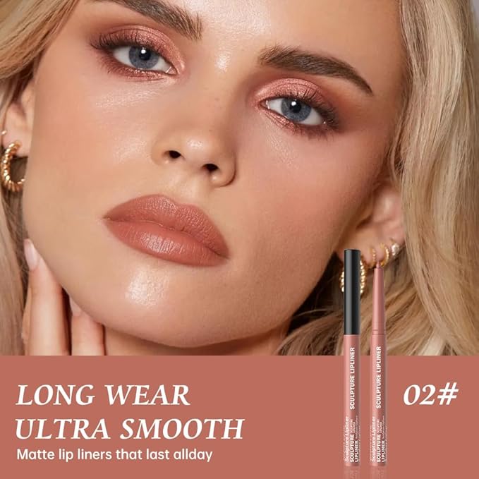 Hxssll 12 Colors Matte Lip Liner Pencil – Long Lasting Waterproof Lip Liner, Smudge Proof Transfer Proof Lip Pencil, High Pigment Lip Makeup for Defining & Filling Lips (02#, 1PCS)