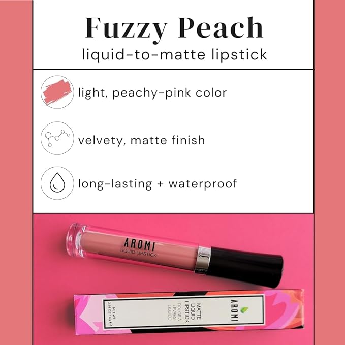 Aromi Peachy Beige Nude Matte Liquid Lipstick (Fuzzy Peach)