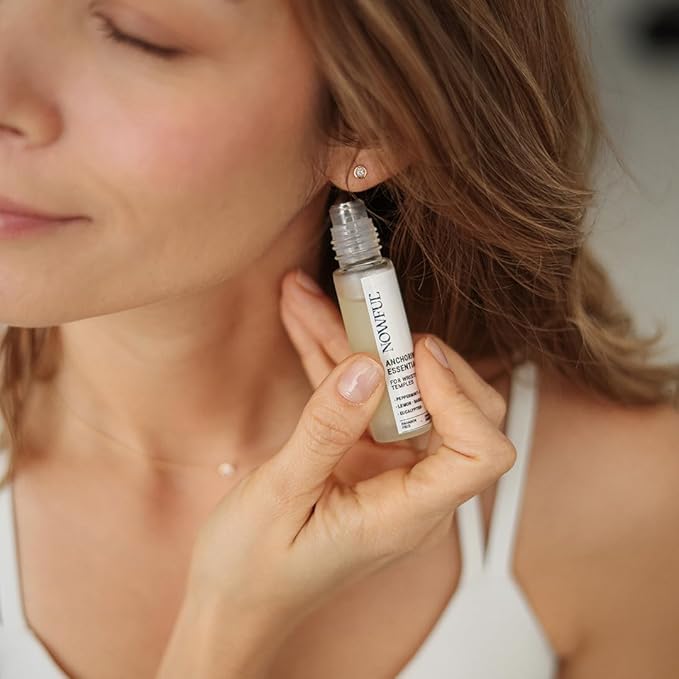 NOWFUL Anchoring Essential Oil Roll-On for Focus, Energy & Stress Relief - Awaken Senses with Pure Peppermint, Eucalyptus, Lemon & Rosemary Essential Oil Blend | Amplify Mood and Mental Clarity - 10ml