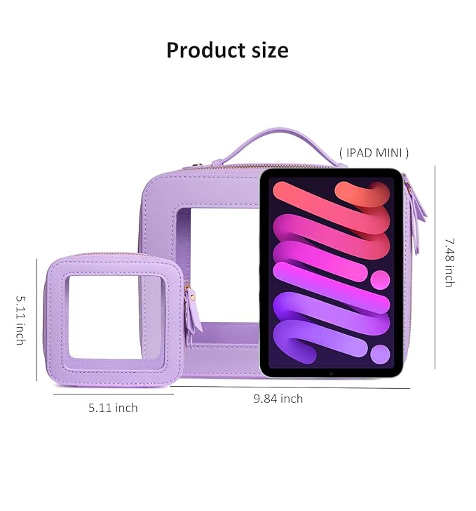 LETGO Clear Sunscreen Makeup Bag Organizer,Travel Toiletry Bag Cosmetic Case for Women,Portable Beach Make Up Skincare Pouch Car Organizer Bag with Zippers for Essentials(Large-Purple)