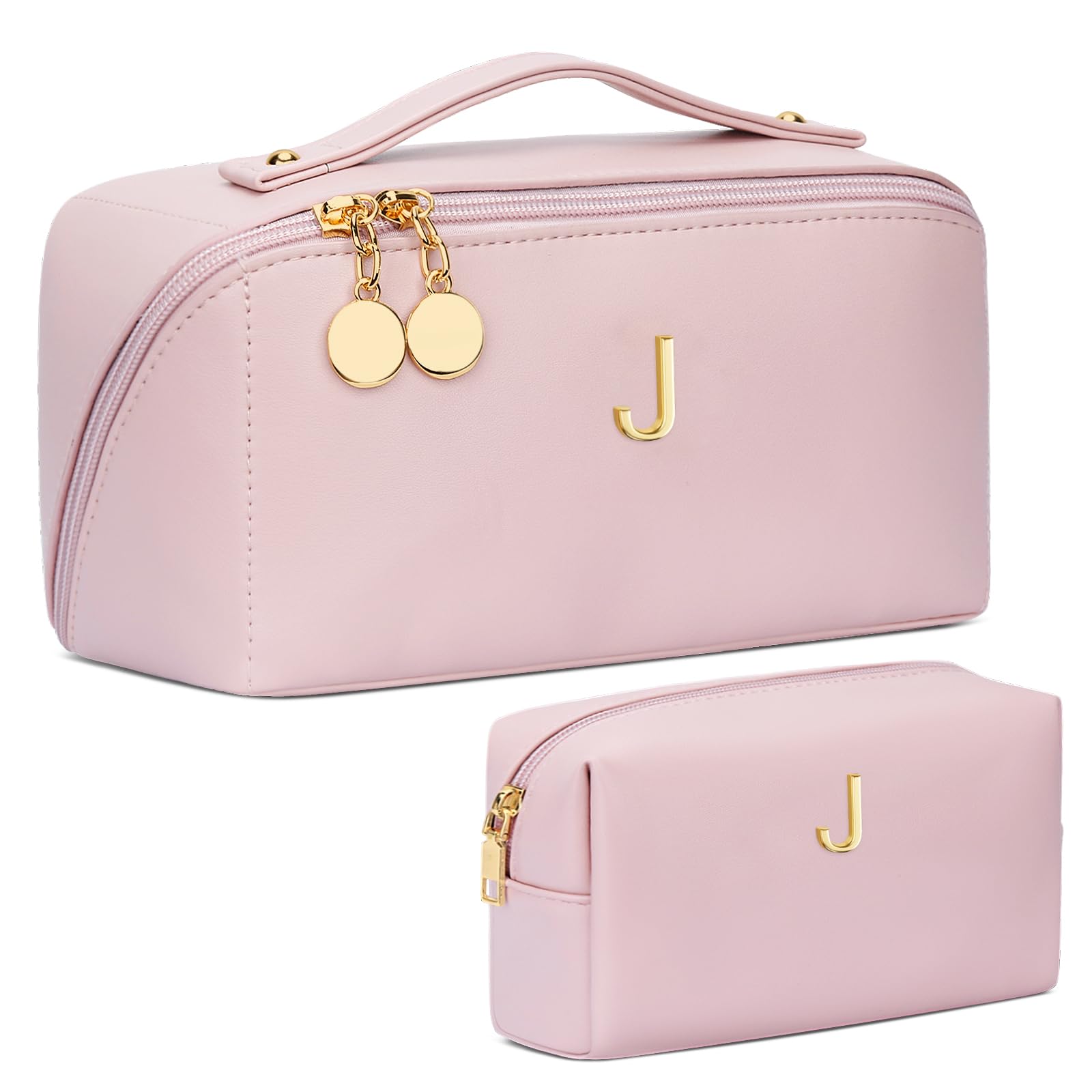 CLOUDWINGS Initial Makeup Bag Personalized Gift for Women Teen Girls