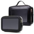 Pinkmik Clear Makeup Bag for Women Waterproof Travel Cosmetics and Toiletries Case Portable Makeup Oaganizer Bag Clear Car Bag with Zipper (Black, M+L-1)