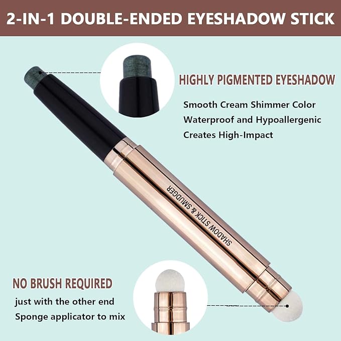 Metiplou Green Eyeshadow Stick Eye Makeup Cream Shimmer Smooth Glitter Dark Light Matte Single Crayon Primer Palette Eyeliner Eyeshadow Pencil Natural Waterproof Long Lasting