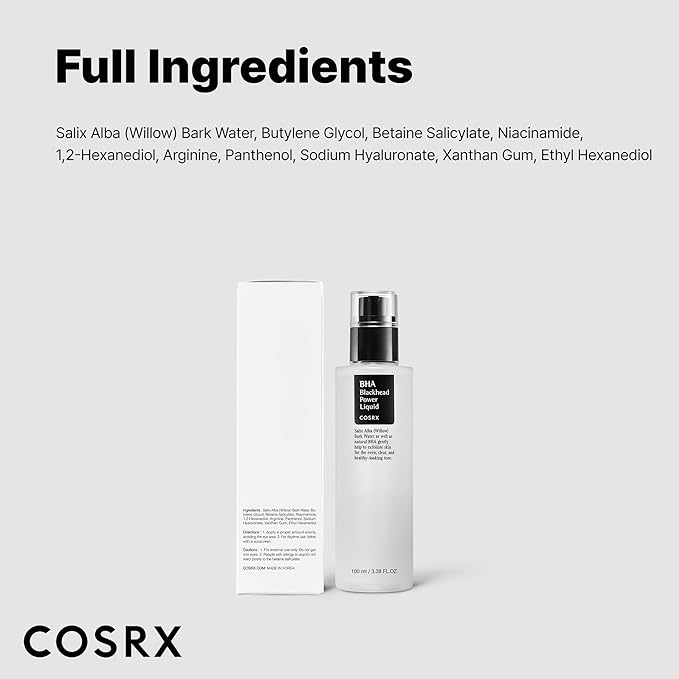 COSRX Niacinamide 2% + BHA 4% Blackhead Exfoliant Korean Toner, 3.38fl.oz