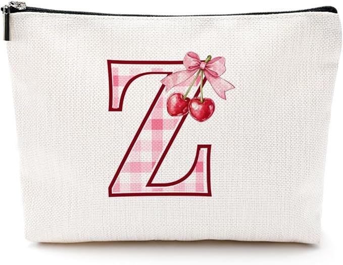 CQM Cherry Bag Initial Z Makeup Bag Cherry Gifts for Women Cosmetic Bags
