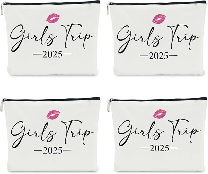 NBIAN 4 PCS Girls Trip Gifts Favors 2026 Girls Weekend Gifts for Women Bestie Gifts Friend Gifts Girls Trip Favors for Sister Females Friendship Holiday Vacation Makeup Bag Weekend Bags for Women