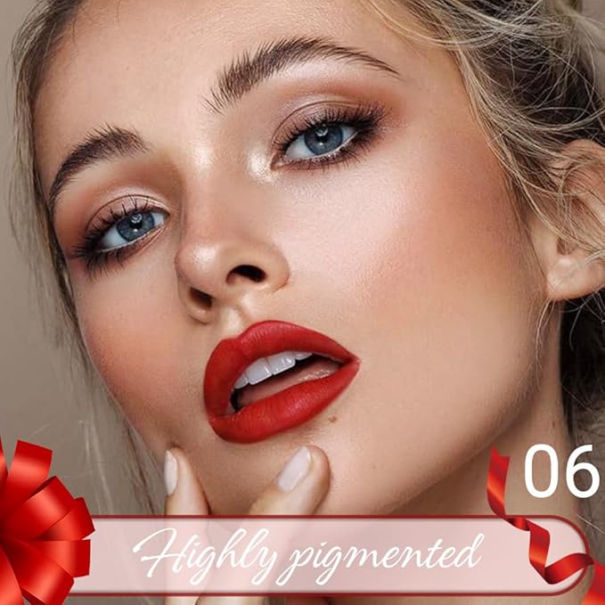 JUAAZIN Classical Red Matte Lip Liner Crayon with Sharpener - Waterproof Smudgeproof Long-Wear Lip Pencil, Creamy Pigmented Lip Crayon for Women, 12HR Stay Silky Velvet Lip Liner 06#