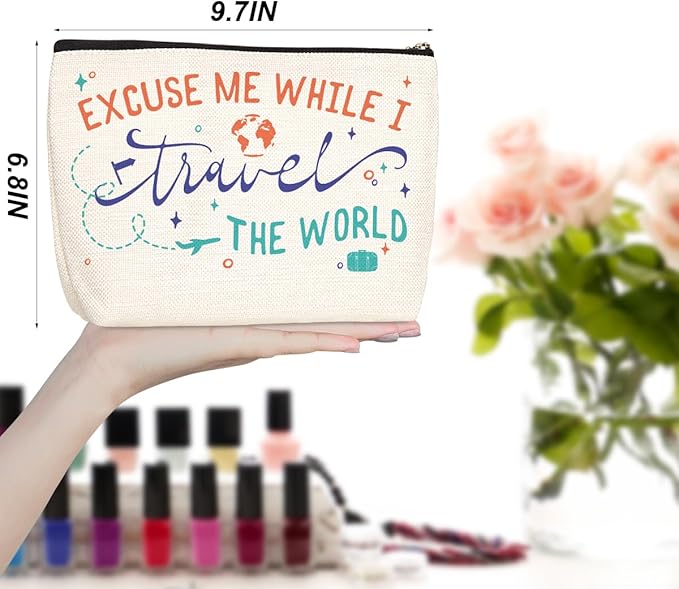 Jealance Funny Travel Gifts for Women Makeup Bag Travel Essentials Cosmetic Bags Toiletry Bag Flight Vacation Gifts for Sister Mom Travelers Girls Trip Birthday Mothers Day Anniversary