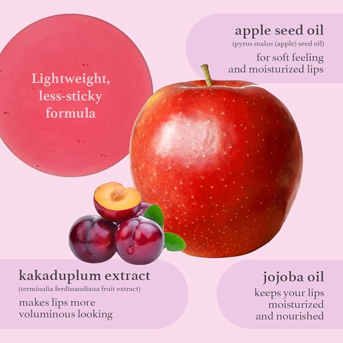 NOONI Korean Lip Oil Set - Appleberry & Appleplum - Plumping Tinted Gloss