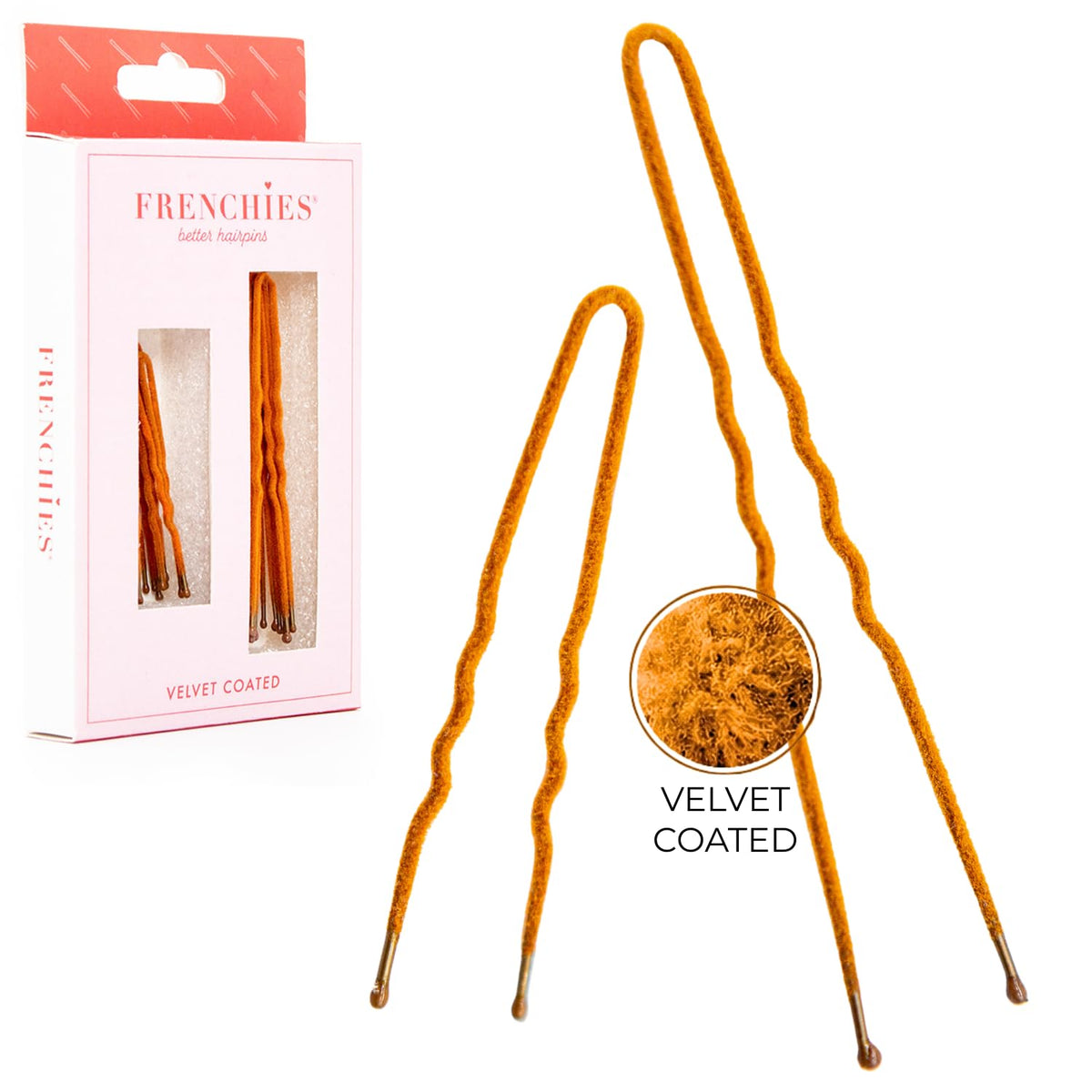 Frenchies Velvet Coated French Hair Pin, Non Slip, 20 Count, Red